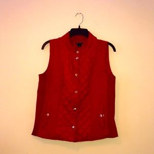 Red Diamond Vest With Gold Buttons
